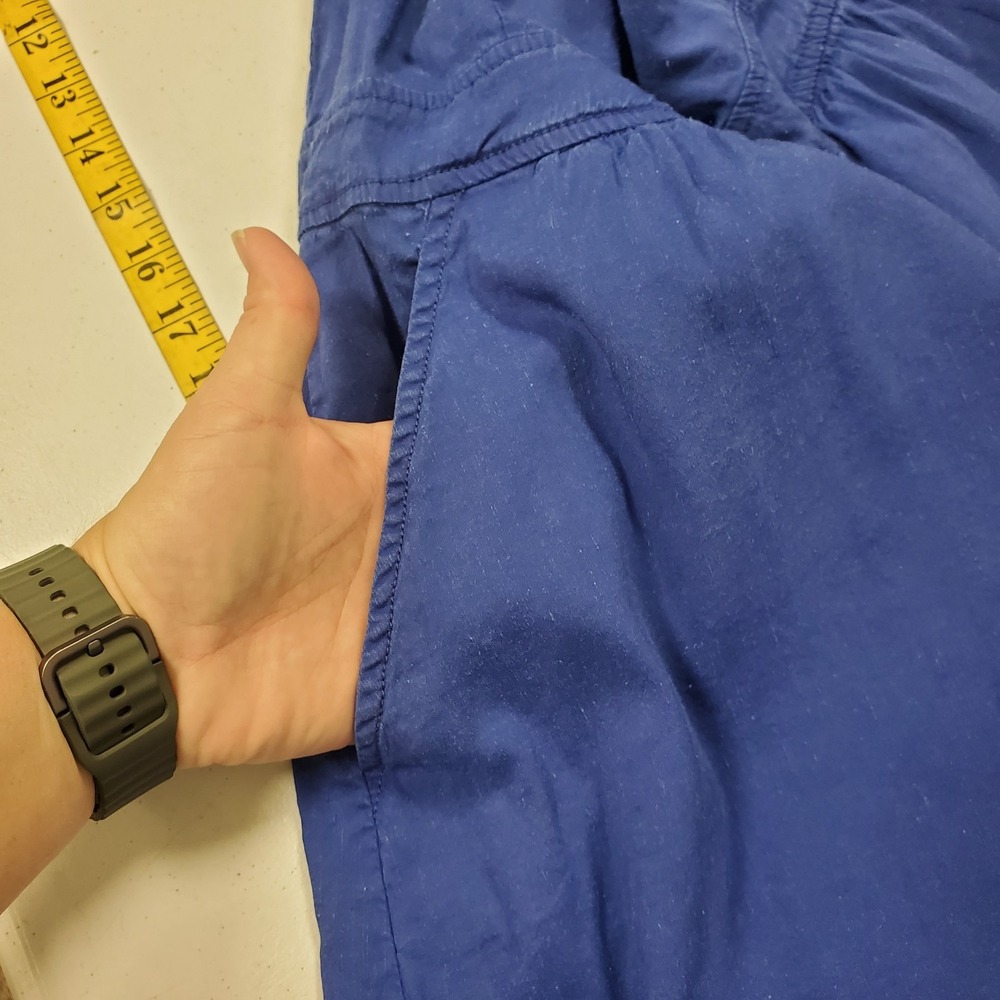 Eileen Fisher Linen Blend Shirt Dress Small Petite Button Front Blue Long Sleeve - Picture 8 of 10